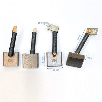   Bronze brushes kit  (4pcs), for agricultural tractor starter motors, size: 7x19x17mm (19x7x17mm)