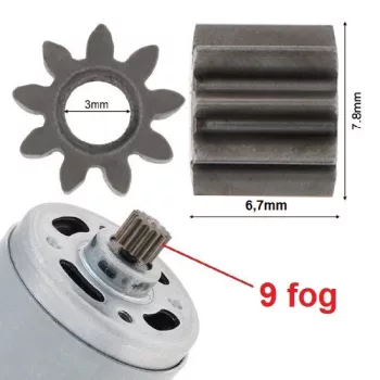   Acél meghajtó fogaskerék 9-fog AKKUMULÁTOROS kéziszerszámokhoz (RS550 motorra)