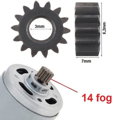 Acél meghajtó fogaskerék 14-fog AKKUMULÁTOROS kéziszerszámokhoz (RS550 motorra)