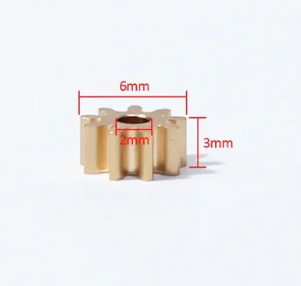 mini sárgaréz fogaskerék 9 fog,  2mm furat (pl:RC autó-, repüllőgép modell)
