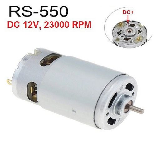 RS-550 egyenáramú csere motor, DC 12V, 23000 fordulat, hajtó fogaskerék nélkül, akkus Li-ion akkumulátoros gépekhez 