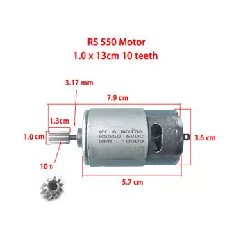   RS-555 egyenáramú 10T fogaskerékkel szerelt RS555 motor, DC 24V, 22000 fordulat, Li-ion akkumulátoros gépekhez