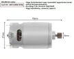 RS-550 DC voltage   9T gear-mounted RS550 motor, DC 14,4V, 24500 RPM, 60W,  for cordless Li-ion battery machines, power tools