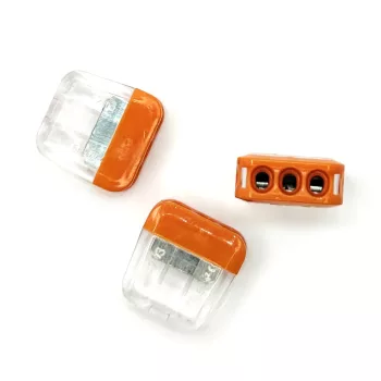   Vezeték öszekötő sorkapocs, bedugós csatlakozó max. 24A, 3 tömör vezetékhez, NC-203; 0,5...2,5 mm²