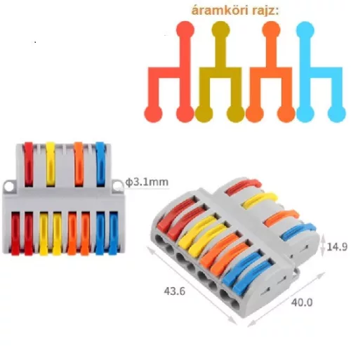 SPL84 universal 4x3 buckle, wire connector, (max 32A 400V,  non-Wago product, Diygo)